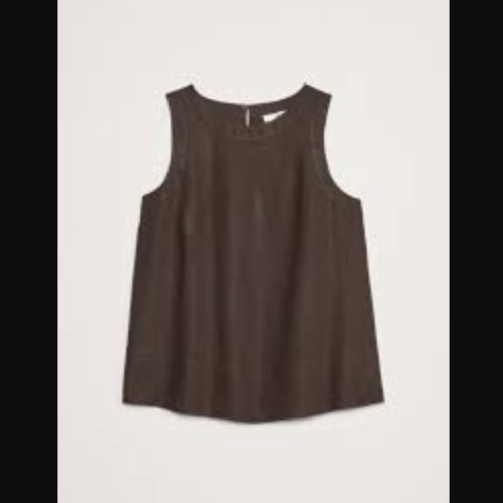 NWT Banana Republic Linen Trapeze Tank in Chocolate Ganache Brown | Size S